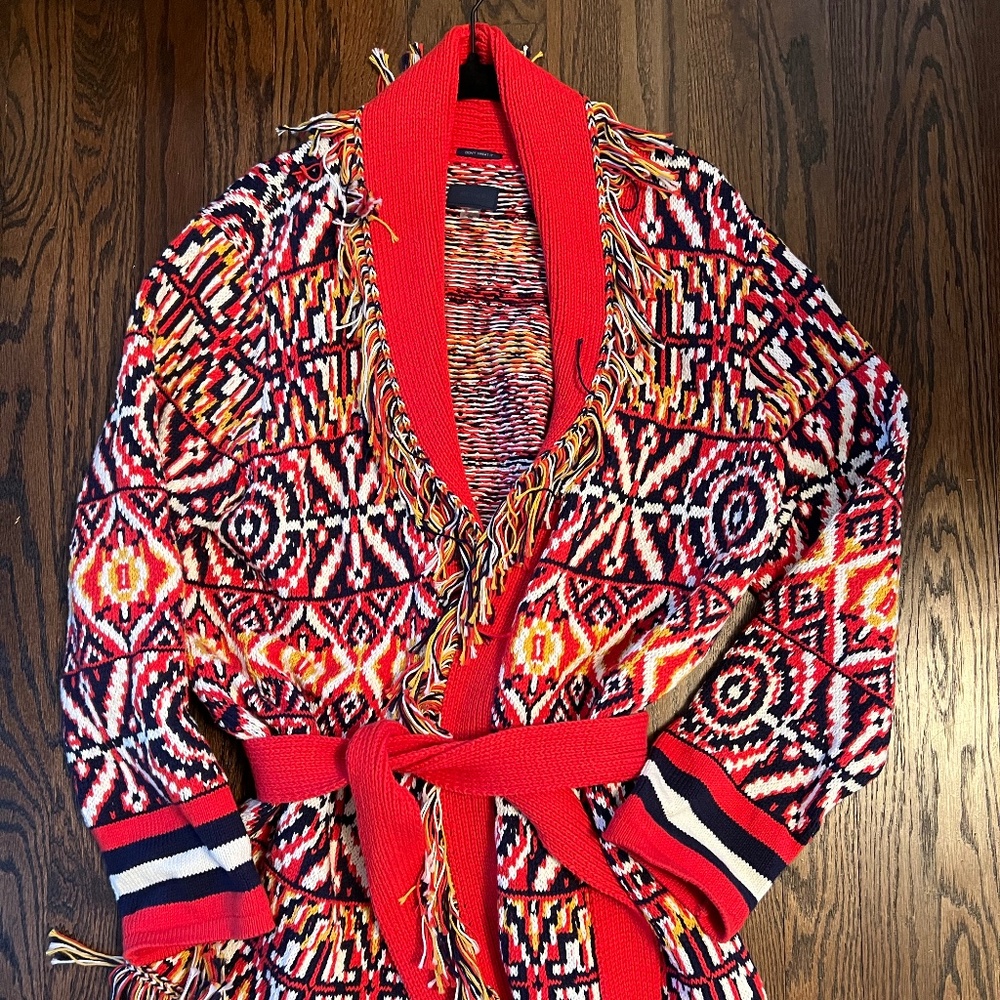 Mother multi colored knit sweater with belt